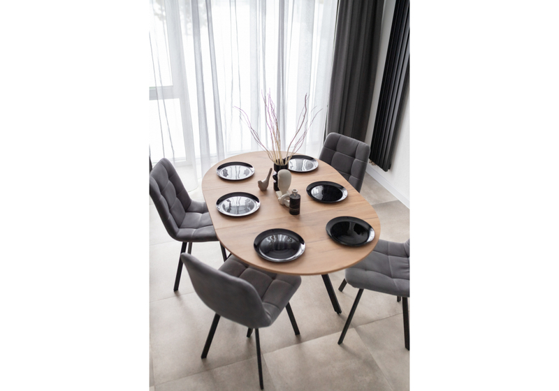 Стол деревянный, Курт 90 / 130 дуб крафт золотой / черный матовый