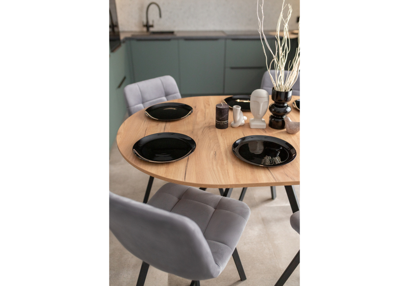 Стол деревянный, Курт 90 / 130 дуб крафт золотой / черный матовый