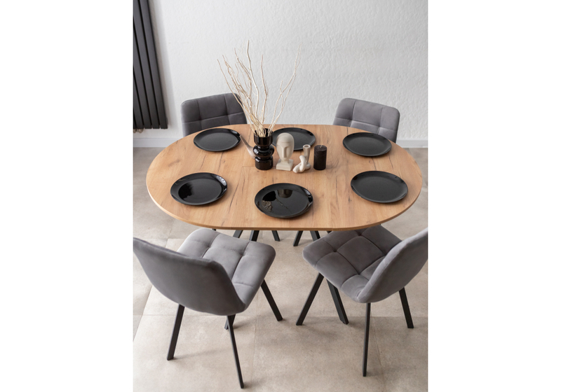 Стол деревянный, Курт 90 / 130 дуб крафт золотой / черный матовый