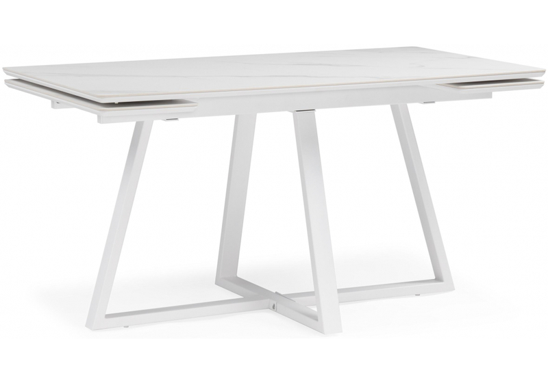 Керамический стол, Памелла 140 (200) х 80 белый мрамор alpin white / snow white / белый