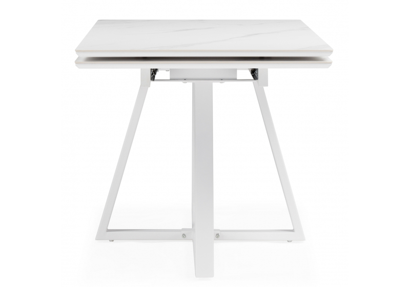 Керамический стол, Памелла 140 (200) х 80 белый мрамор alpin white / snow white / белый