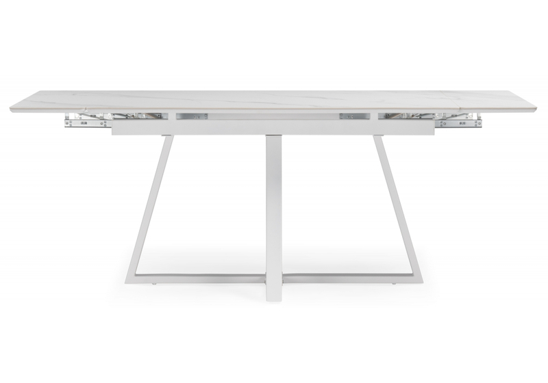 Керамический стол, Памелла 140 (200) х 80 белый мрамор alpin white / snow white / белый