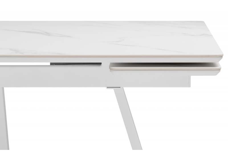 Керамический стол, Памелла 140 (200) х 80 белый мрамор alpin white / snow white / белый