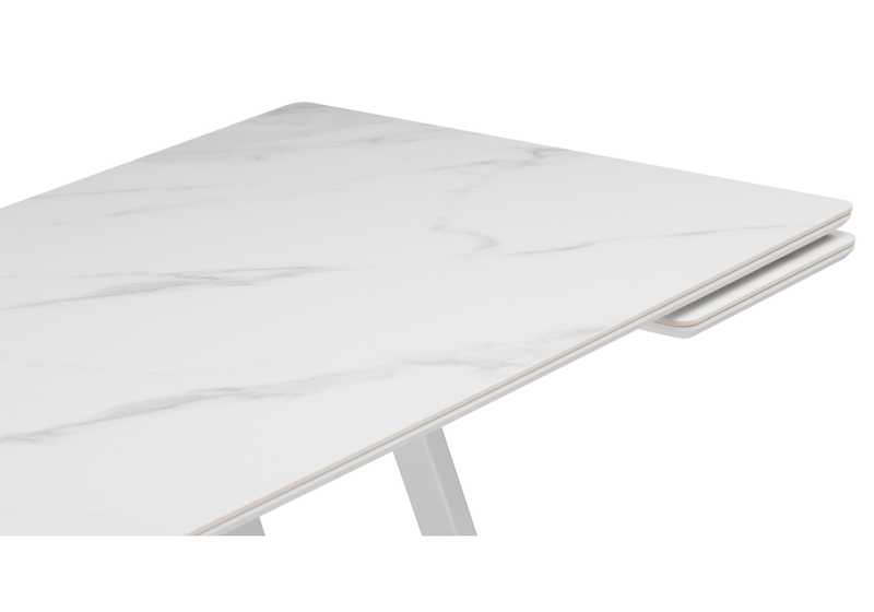 Керамический стол, Памелла 140 (200) х 80 белый мрамор alpin white / snow white / белый