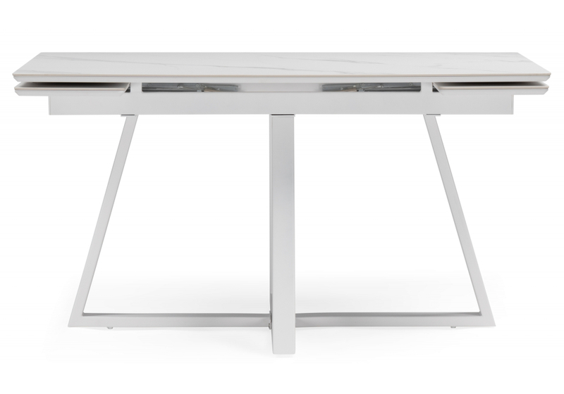 Керамический стол, Памелла 140 (200) х 80 белый мрамор alpin white / snow white / белый