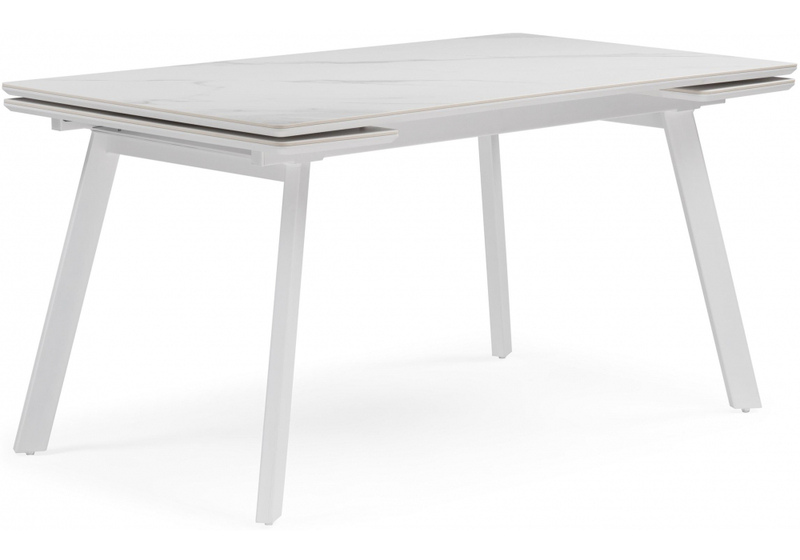 Керамический стол, Норман 140 (200) х 80 белый мрамор alpin white / snow white / белый