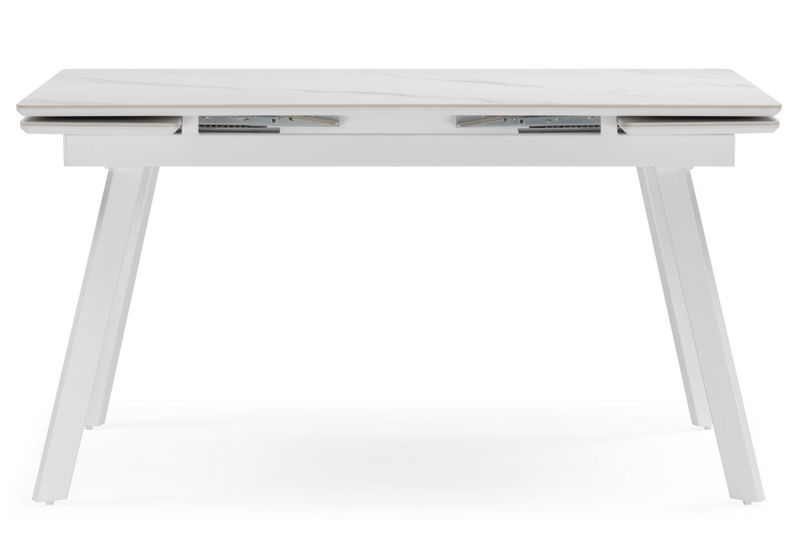 Керамический стол, Норман 140 (200) х 80 белый мрамор alpin white / snow white / белый