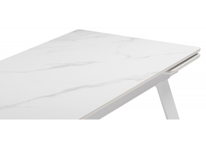 Керамический стол, Норман 140 (200) х 80 белый мрамор alpin white / snow white / белый
