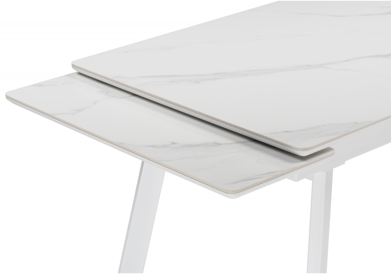 Керамический стол, Норман 140 (200) х 80 белый мрамор alpin white / snow white / белый