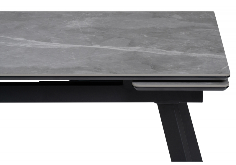 Керамический стол, Норман 140(200)х80 серый мрамор larka grey / черный