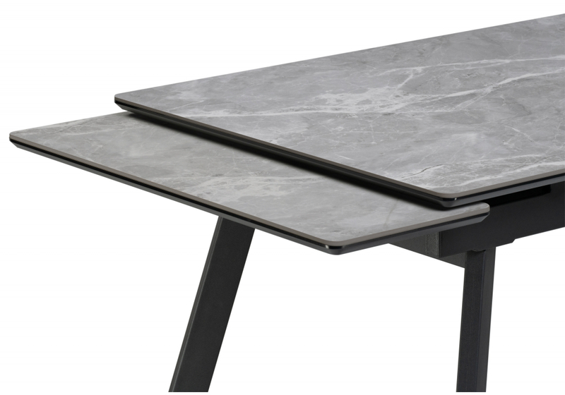 Керамический стол, Норман 140(200)х80 серый мрамор larka grey / черный