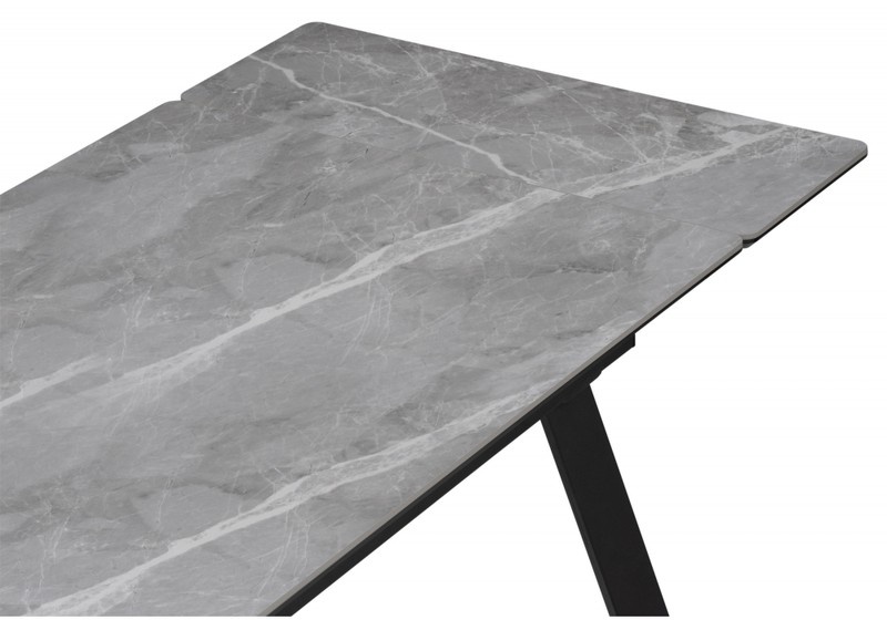 Керамический стол, Норман 140(200)х80 серый мрамор larka grey / черный
