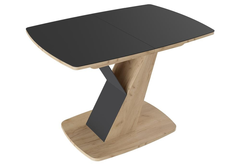 Стол деревянный, Гарда Тип 1 дуб крафт золотой / стекло матовое чёрный графит