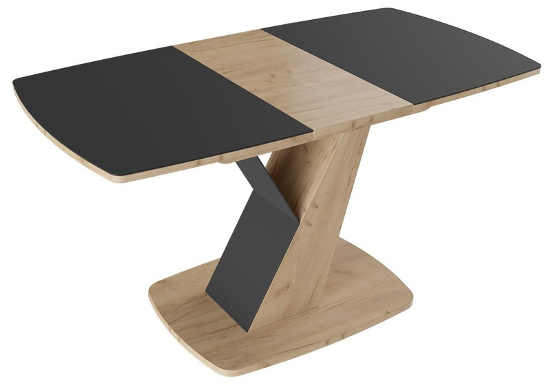 Стол деревянный, Гарда Тип 1 дуб крафт золотой / стекло матовое чёрный графит