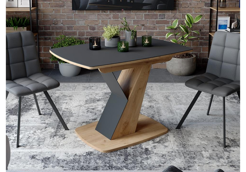 Стол деревянный, Гарда Тип 1 дуб крафт золотой / стекло матовое чёрный графит