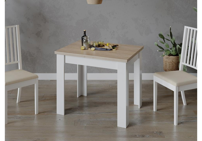 Стол деревянный, Промо Тип 3 белый / дуб сонома светлый