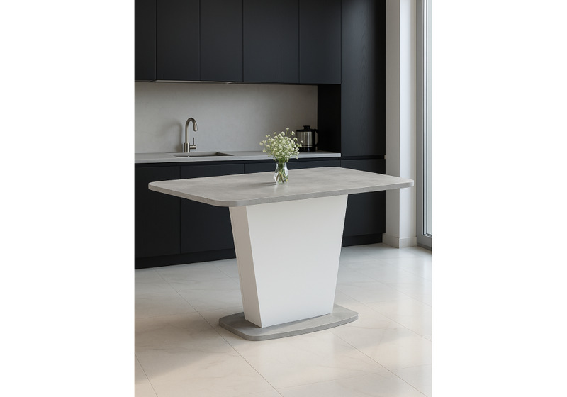 Стол деревянный, Комфорт цемент светлый / белый