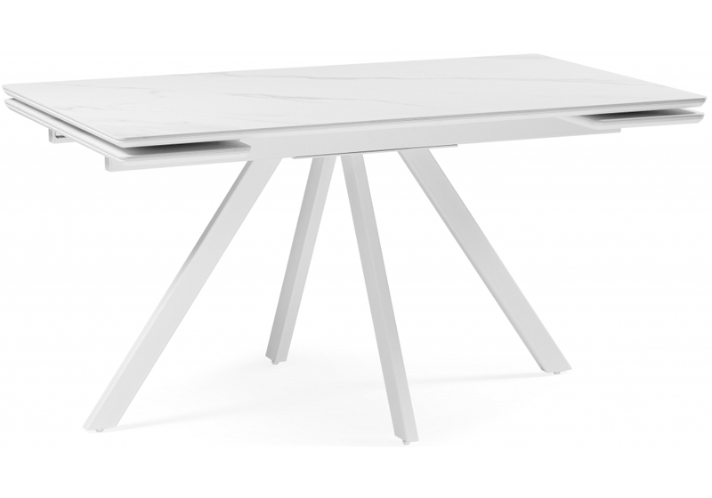 Керамический стол, Вилли 140 (200) х 80 белый мрамор alpin white / snow white / белый