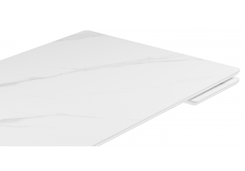 Керамический стол, Вилли 140 (200) х 80 белый мрамор alpin white / snow white / белый
