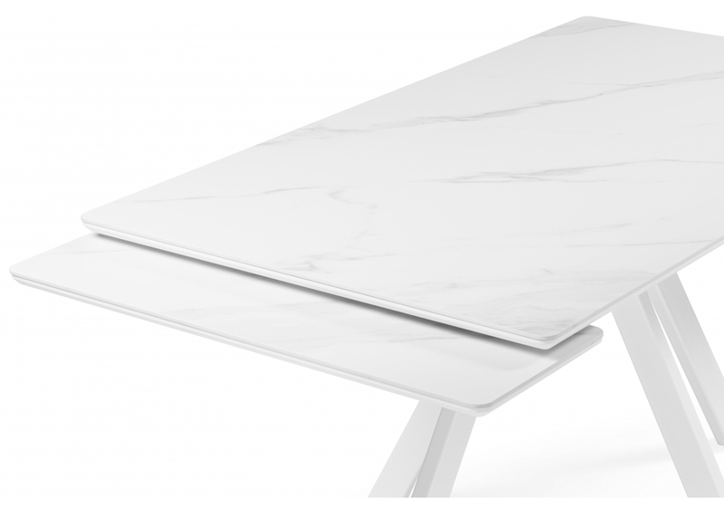 Керамический стол, Вилли 140 (200) х 80 белый мрамор alpin white / snow white / белый