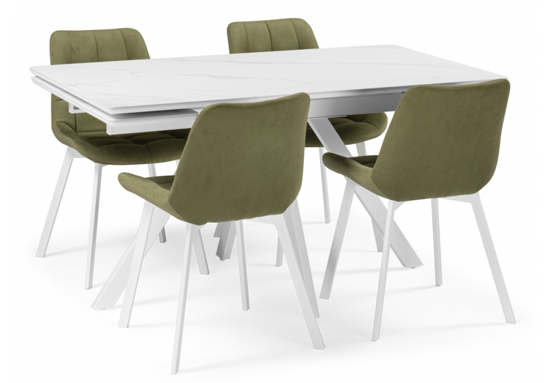 Керамический стол, Вилли 140 (200) х 80 белый мрамор alpin white / snow white / белый