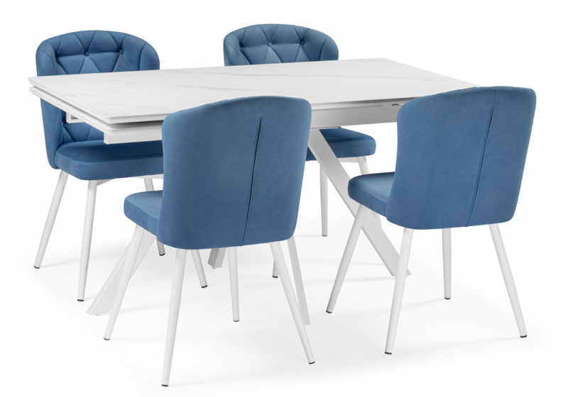 Керамический стол, Вилли 140 (200) х 80 белый мрамор alpin white / snow white / белый