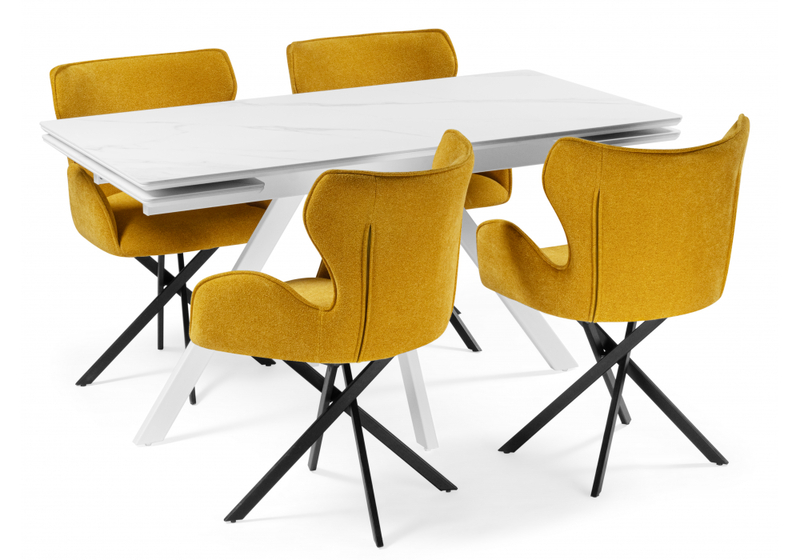 Керамический стол, Вилли 140 (200) х 80 белый мрамор alpin white / snow white / белый