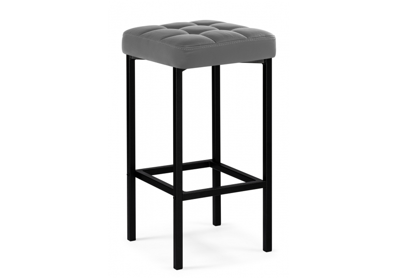 Барный стул, Лофт кож.зам. темно-серый / черный матовый