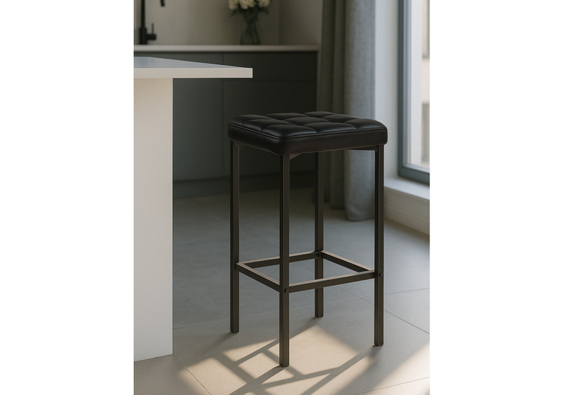 Барный стул, Лофт кож.зам. d6 / черный матовый