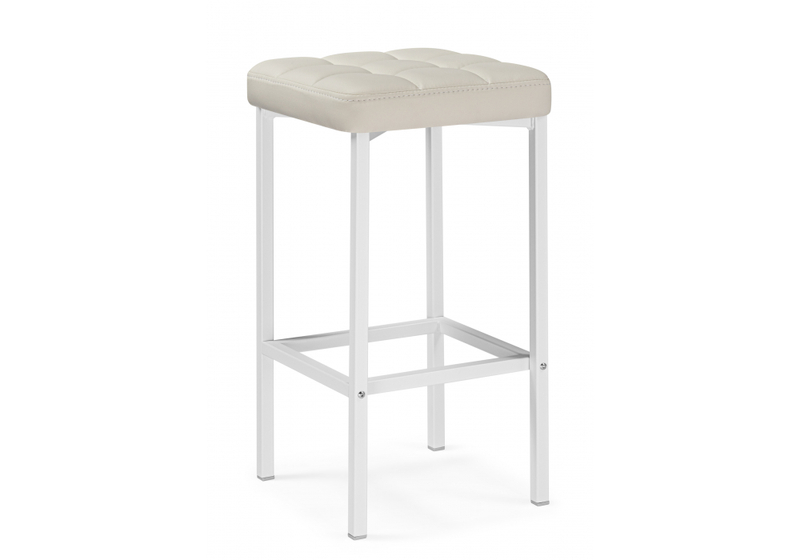 Барный стул, Лофт кож.зам. линкольн белый / белый матовый