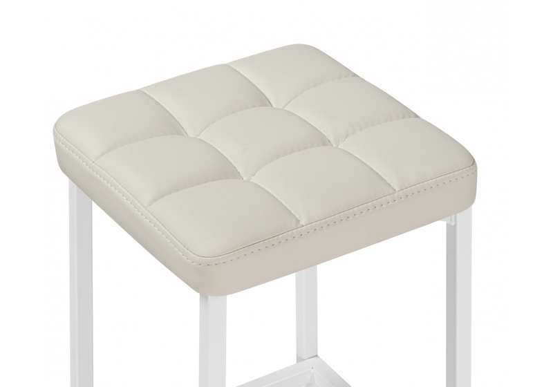 Барный стул, Лофт кож.зам. линкольн белый / белый матовый