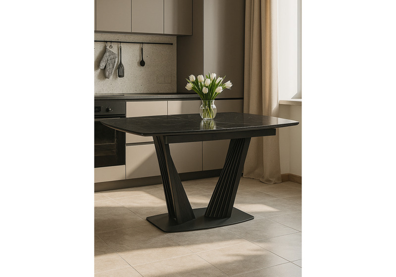 Керамический стол, Вейл 140(180)х80 черный мрамор shakespeare black / черный