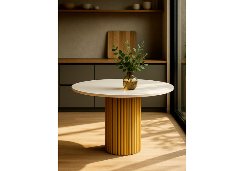 Стол деревянный, Барел 100 белый / золото