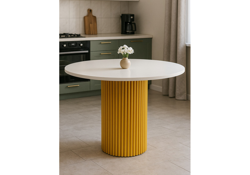 Стол деревянный, Барел 100 белый / золото