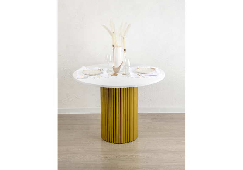 Стол деревянный, Барел 110 белый / золото