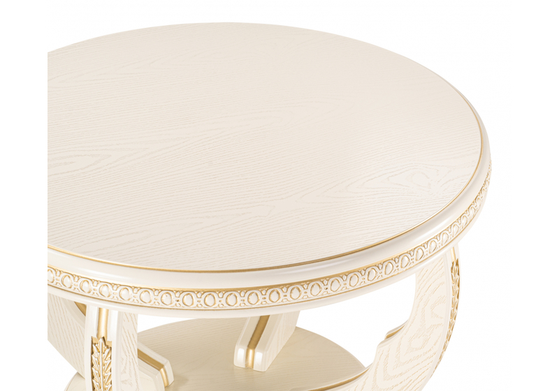 Журнальный стол, Луис круглый слоновая кость / золото