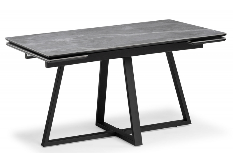Керамический стол, Керамический стол Памелла 140(200)х80 larka grey / черный
