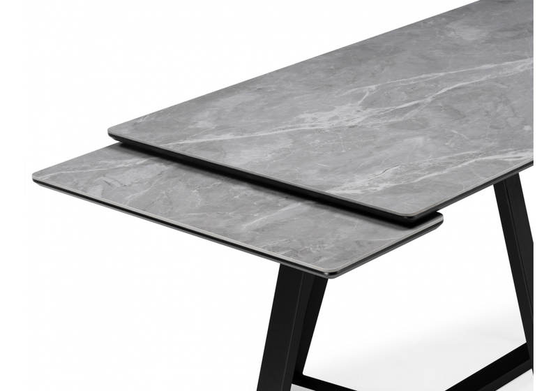 Керамический стол, Керамический стол Памелла 140(200)х80 larka grey / черный