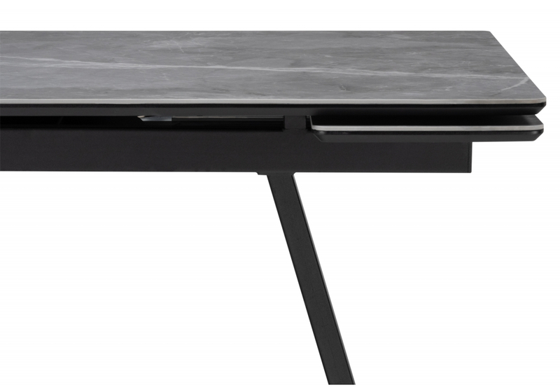 Керамический стол, Керамический стол Памелла 140(200)х80 larka grey / черный