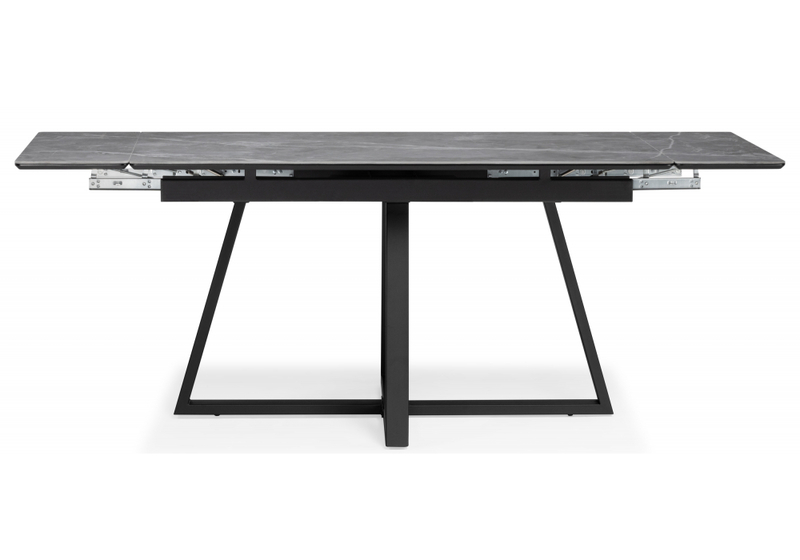 Керамический стол, Керамический стол Памелла 140(200)х80 larka grey / черный