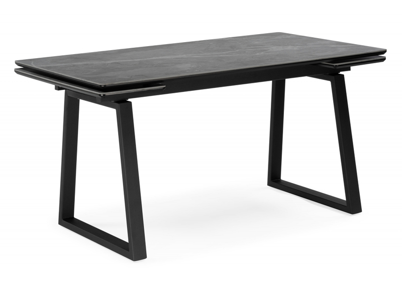 Керамический стол, Джек 140(200)х80 серый мрамор larka grey / черный