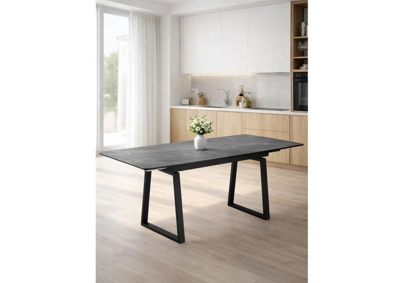 Керамический стол, Джек 140(200)х80 серый мрамор larka grey / черный