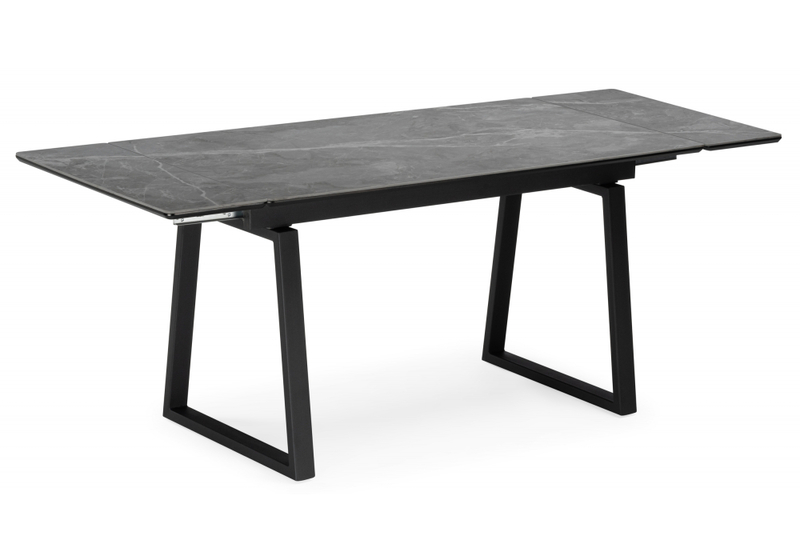 Керамический стол, Джек 140(200)х80 серый мрамор larka grey / черный