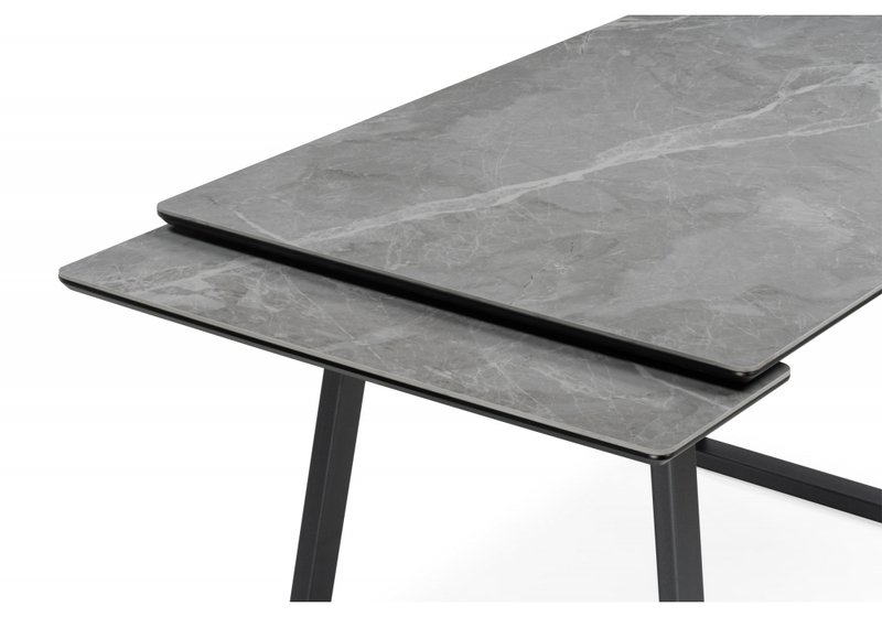 Керамический стол, Джек 140(200)х80 серый мрамор larka grey / черный