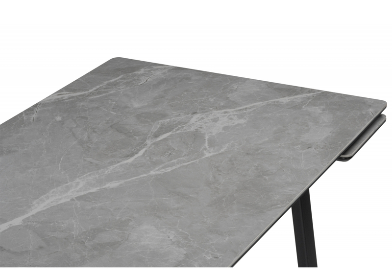 Керамический стол, Джек 140(200)х80 серый мрамор larka grey / черный