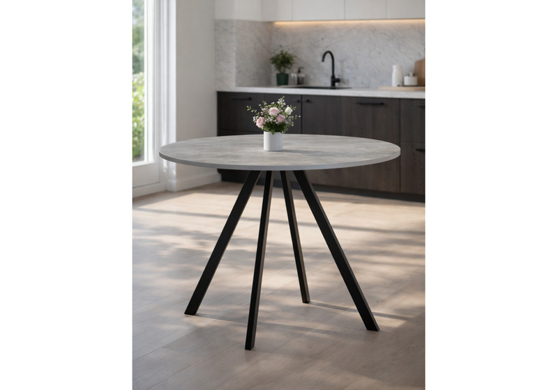 Стол деревянный, Баргел 90х90х75 бетон / черный