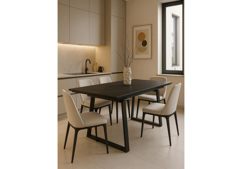 Керамический стол, Джек 140(200)х80 черный мрамор shakespeare black / черный