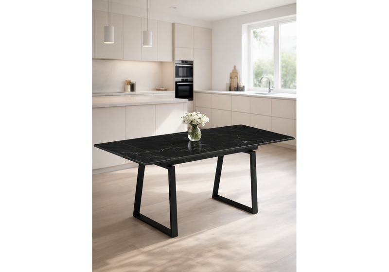 Керамический стол, Джек 140(200)х80 черный мрамор shakespeare black / черный