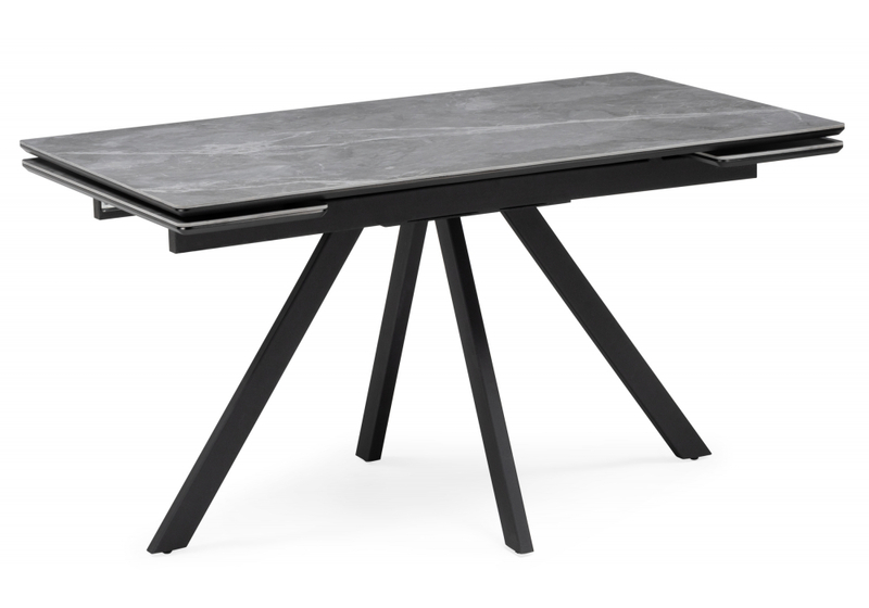 Керамический стол, Вилли 140(200)х80 серый мрамор larka grey / черный