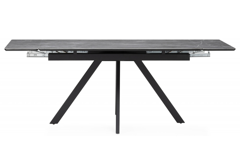 Керамический стол, Вилли 140(200)х80 серый мрамор larka grey / черный